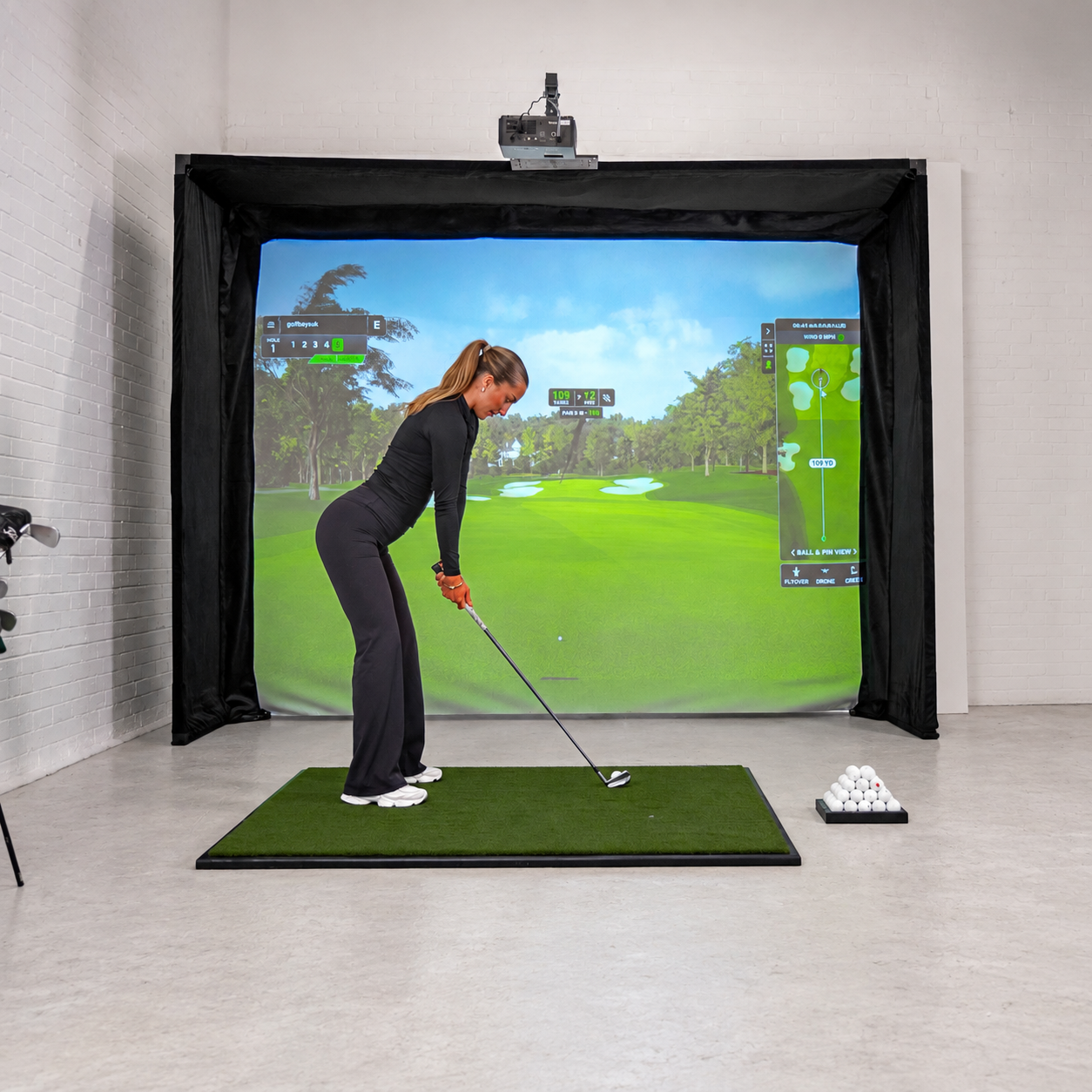 GolfBays Lux Golf Simulator Hitting Enclosure (4 Sizes)
