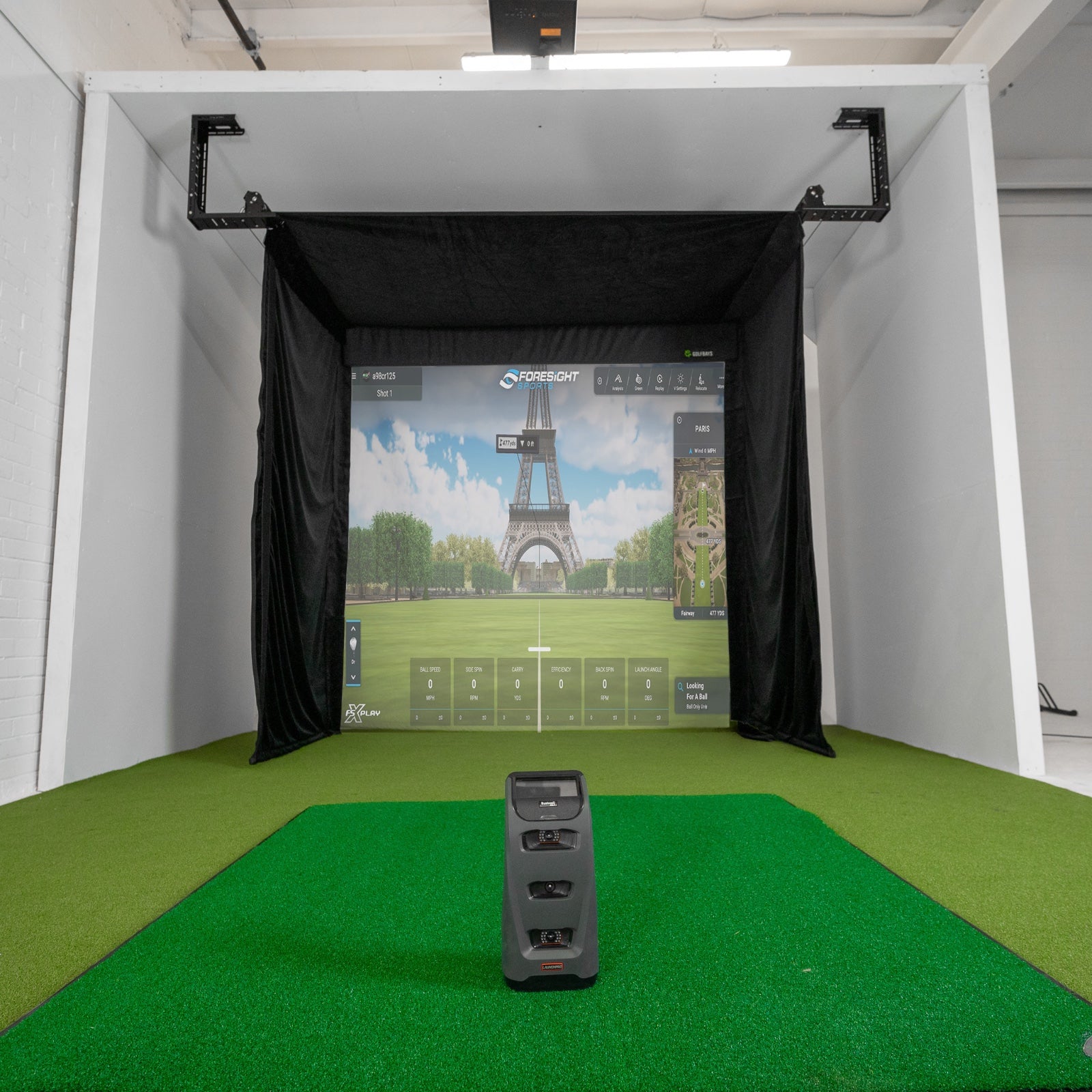 Bushnell Launch Pro Indoor Retractable Simbox Home Golf Simulator Package